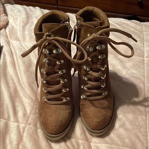 Brown Lace-Up Ankle Boots